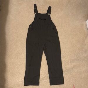 Dark brown overalls, thin lightweight, versatile, outdoors, gardening, pockets